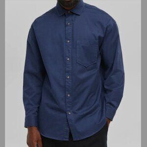 Mode of One Mens Relaxed Fit Button Down Twill Shirt Caspian Waters Color XL
